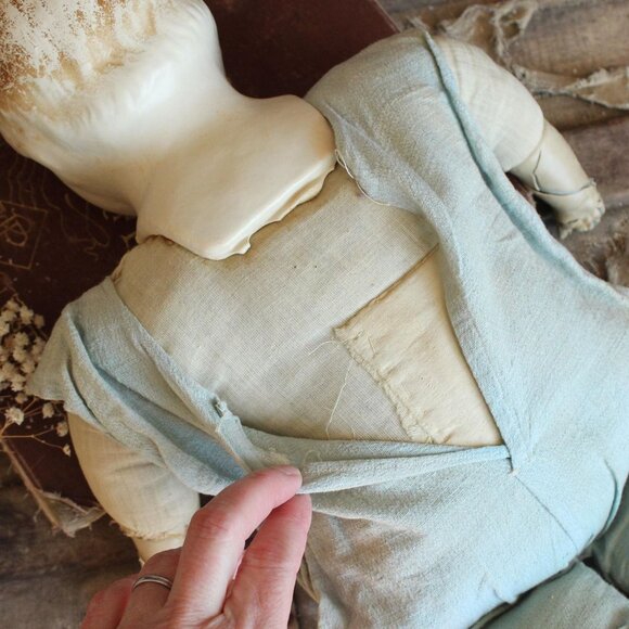 Vintage 1920s 1930s Creepy Doll, Life Size Cloth Body, Composition Head Hands - Picture 7 of 10